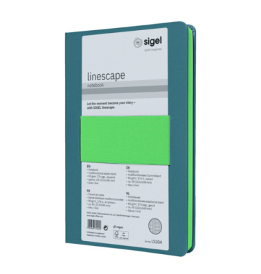 Notizbuch LS204, Linescape, blau, A5, kariert, 80g, 88 Blatt / 176 Seiten