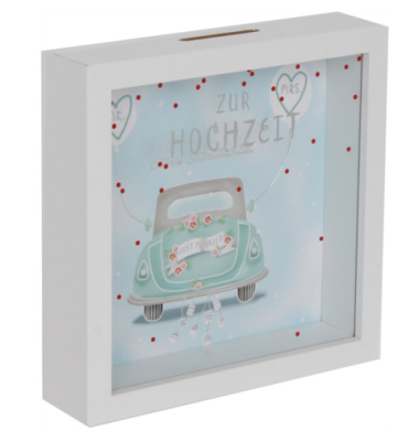 Spardose Kasten (mittel) 746103 , "Zur Hochzeit, Mr., Mrs."