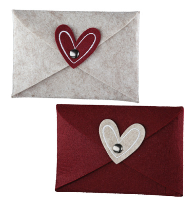 Geschenkkuvert Filz Herz cremerot sort.