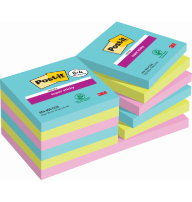 Haftnotizen 654-SSCOS-P8+4, Super Sticky Notes Cosmic Collection, 76x76mm, farbig sortiert (t&uuml;rkis/neongr&uuml;n/tropicalpink)