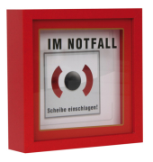 Spardose Kasten (mittel) 746113 , "Im Notfall Scheibe einschlagen!"