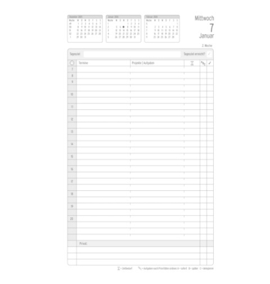 Buchkalender 50816, Kalendarium, schwarz, 1 Tag / 1 Seite, 14x21,5cm (A5), 2027