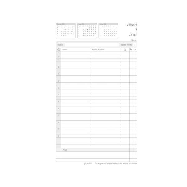 4004182088302 - Buchkalender 50816 Kalendarium schwarz 1 Tag   1 Seite 14x215cm (A5) 2026 4004182088302 Chronoplan