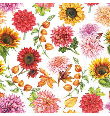 Motivserviette 33x33cm Herbstblüte