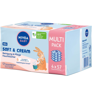Feuchttücher SOFT & CREAM weiß, 57 Tücher