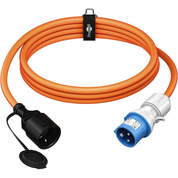 4040849762246 - GOOBAY 76224 - 5m Camping CEE-Stecker > Schutzkontakt Kupplung 16A 230V orange