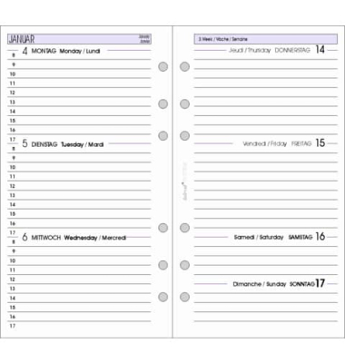 Kalendereinlage B260226, 1 Woche / 2 Seiten, 95x172mm (HxB) (A6), 2027