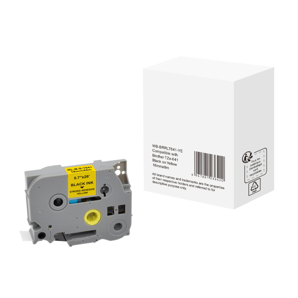 6941881236420 -  Schriftband WBBRRLT641YE 18mm x 8m schwarz gelb laminiert kompatibel zu P-touch TZe-641 6941881236420 without brand