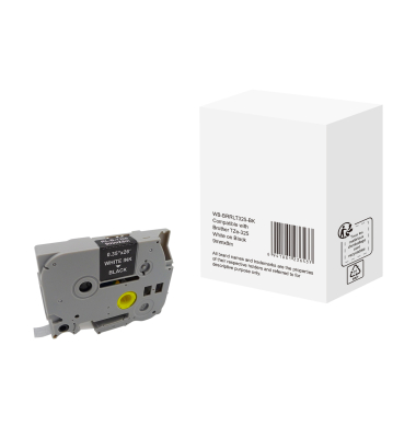 Schriftband WBBRRLT325BK, 9mm x 8m, wei&szlig;/schwarz, laminiert, kompatibel zu P-touch TZe-325