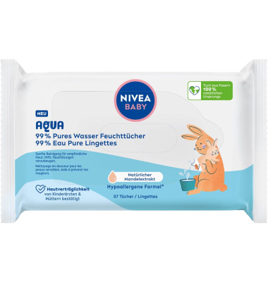 Feuchttücher AQUA weiß, 57 Tücher