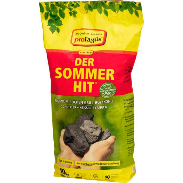4006131108000 - ProFagus Der Sommerhit Holzkohle Buchenholzkohle 10 kg Hochwertige Holzkohle für das direkte Grillen von Grillgut 1 Beutel = 10 kg 4006131108000 - ProFagus Der Sommerhit Holzkohle Buchenholzkohle 10 kg Hochwertige Holzkohle für das direkte Grillen von Grillgut 1 Beutel = 10 kg
