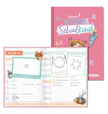 Verlag Freundebuch Endlich Schulkind DIN A5 liniert, rosa Hardcover 48 Seiten