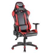 Gaming Stuhl PROFESSIONAL, rot/schwarz / schwarz, mit Armlehnen, bis 100kg, mit Kopfst&uuml;tze