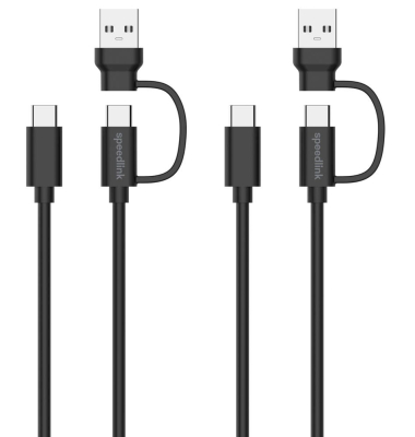 USB-CA zu USB-C Kabel Set USB-Kabel Play & Charge 2 x 3,0 m schwarz