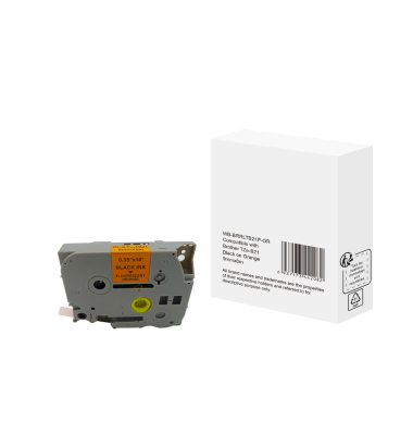 Schriftband WBBRRLTB21POR, 9mm x 8m, schwarz/orange, laminiert, kompatibel zu P-touchTZe-B21