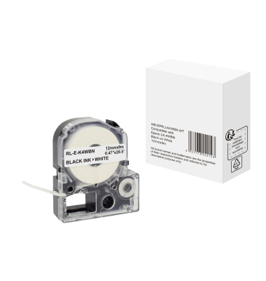 Schriftband WBEPRLLK4WBNWT, 12mm x 9m, schwarz/wei&szlig;, kompatibel zu Epson C53S625416