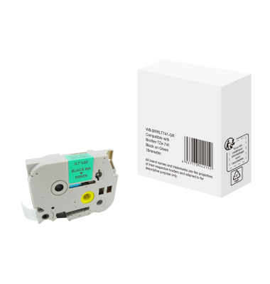 Schriftband WBBRRLT741GR, 18mm x 8m, schwarz/gr&uuml;n, laminiert, kompatibel zu P-touch TZe-741