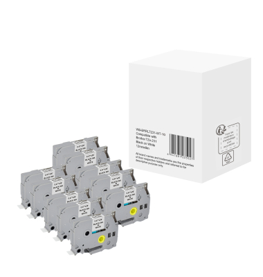 Schriftband WBBRRLT231WT10, 12mm x 8m, wei&szlig;/schwarz, laminiert, kompatibel zu P-touch TZe-231