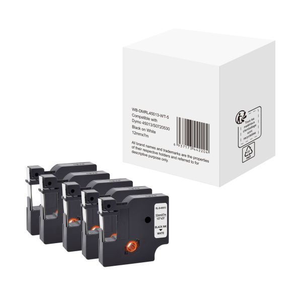 6937173442204 - Schriftband WBDMRL45013WT5 12mm x 7m schwarz weiß nein kompatibel zu D1 45013   S0720530 6937173442204 5 Stück