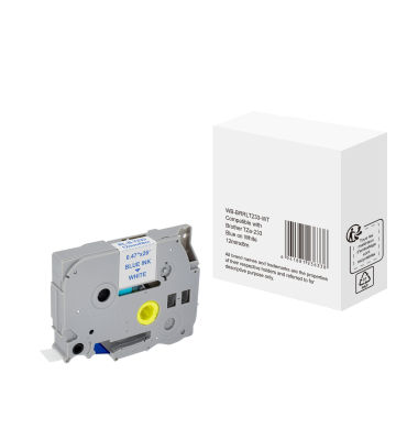 Schriftband WBBRRLT233WT, 12mm x 8m, blau/wei&szlig;, laminiert, kompatibel zu P-touch TZe-233