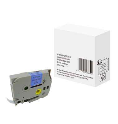 Schriftband wie Brother TZe-521 9mmx8m sw auf bl