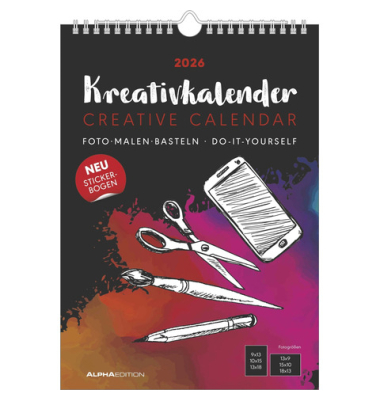 Bastelkalender 2026 A4 schwarz