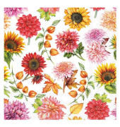 Motivserviette 25x25 cm Herbstblüte