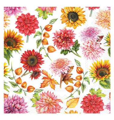 Motivserviette 25x25 cm Herbstblüte