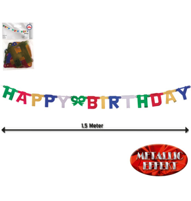Girlande Buchstaben Happy Birthday bunt