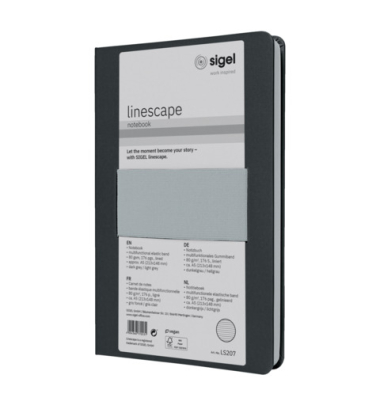 Notizbuch LS207, Linescape, schwarz, A5, liniert, 80g, 88 Blatt / 176 Seiten