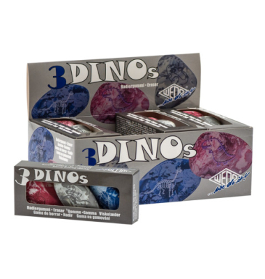 Radierer Dino Fossil 3ST sortiert