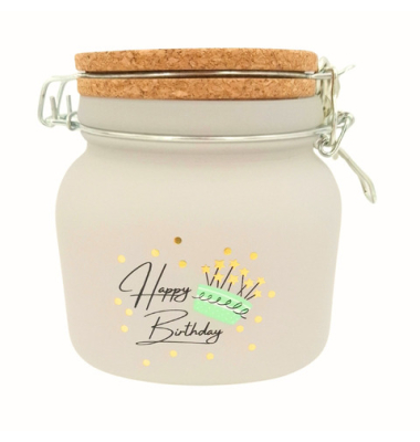 Spardose Glas Geburtstag weiß