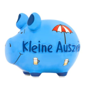 Spardose Schwein (klein) 101875 , "Kaffeetasse, Sunnenschirm,Text Kleine Auszeit"
