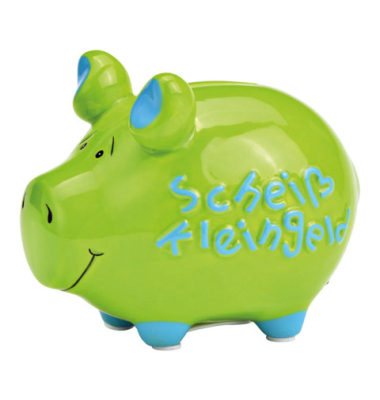 Spardose Schwein (klein) 10041996 , "Schriftzug Schei&szlig; Kleingeld"