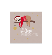 Weihnachtsservietten F&Uuml;R DICH 130163, mehrfarbig / weihnachtlich Faultier, 3-lagig, 33x33cm