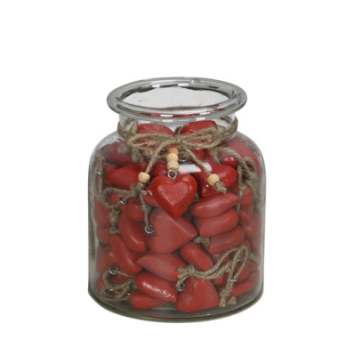 Behang Herz Mangoholz im Glas rot