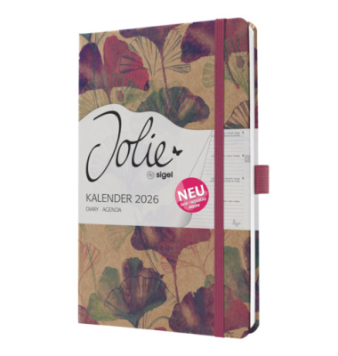 Buchkalender J6809, pink, violett, hellgrün, 1 Woche / 2 Seiten, 13,5x20,3cm (A5), 2026