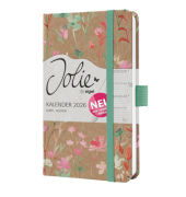 Buchkalender J6806, Jolie, braun, gr&uuml;n, rosa, rot, 1 Woche / 2 Seiten, 9,5x15cm (A6), 2026