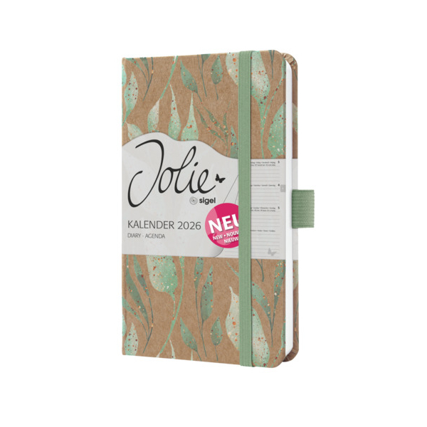 2 Stück Sigel Buchkalender J6802, braun, mintgrün, gold, 1 Woche / 2 Seiten, 9,5x15cm (A6), 2026 4004360770265 Sigel