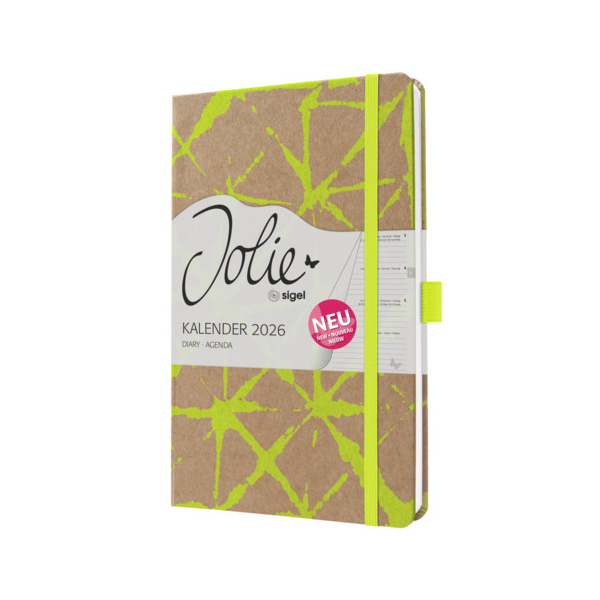2 Stück Sigel Buchkalender J6801, braun, neon-gelb, 1 Woche / 2 Seiten, 13,5xx20,3cm (A5) 4004360770296 Sigel