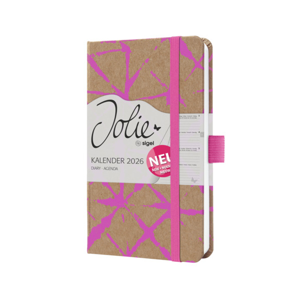 2 Stück Sigel Buchkalender J6800, braun, neon-pink, 1 Woche / 2 Seiten, 9,5x15cm (A6) 4004360770326 Sigel
