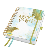 Buchkalender J6606, hellblau, gold, wei&szlig;, 1 Woche / 2 Seiten, 16,8x21,5cm (A5), 2026