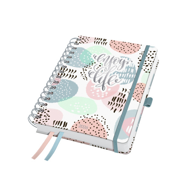2 Stück Sigel Buchkalender J6602, Jolie, rosa, grau, mint, 1 Woche / 2 Seiten, 16,8x21,5cm (A5), 2026 4004360774584 Sigel