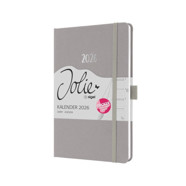 2 Stück Sigel Buchkalender J6403, hellgrau, 1 Woche / 2 Seiten, 13,5x20,3cm (A5) 4004360775369 Sigel