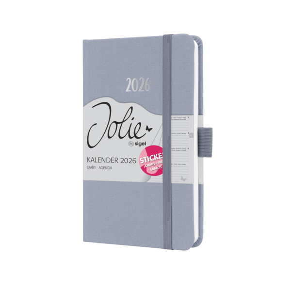 2 Stück Sigel Buchkalender J6406, Jolie, flieder, 1 Woche / 2 Seiten, 9,5x15cm (A6), 2026 4004360775451 Sigel