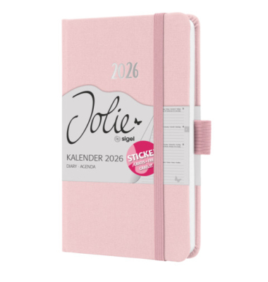 Buchkalender J6404, hellrosa, 1 Woche / 2 Seiten, 9,5x15cm (A6), 2026