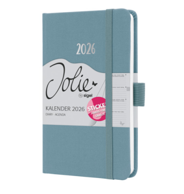 Buchkalender J6400, blau, 1 Woche / 2 Seiten, 9,5x15cm (A6), 2026