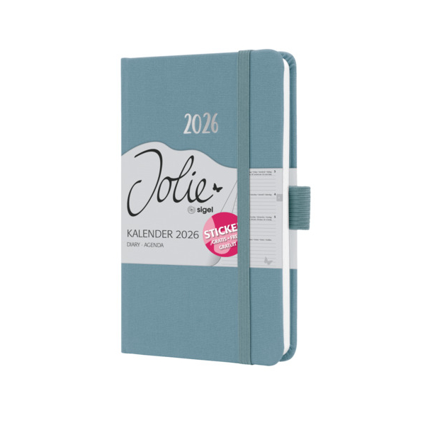 2 Stück Sigel Buchkalender J6400, Jolie, blau, 1 Woche / 2 Seiten, 9,5x15cm (A6), 2026 4004360775543 Sigel