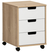 Emmik Emmik Rollcontainer weiß-eiche, weiß 3 Auszüge 40,0 x 50,0 x 57,0 cm
