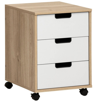 Emmik Emmik Rollcontainer weiß-eiche, weiß 3 Auszüge 40,0 x 50,0 x 57,0 cm